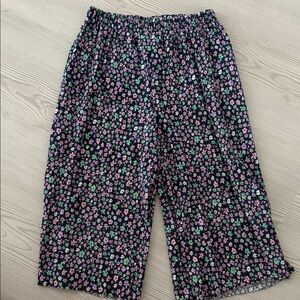 Wonder Nation Floral Kids Bottoms - Pink and Green on Black